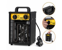 Werkplaatskachel 2000 W - ventilator en 2 warmtestanden - draaggreep - zwart en geel