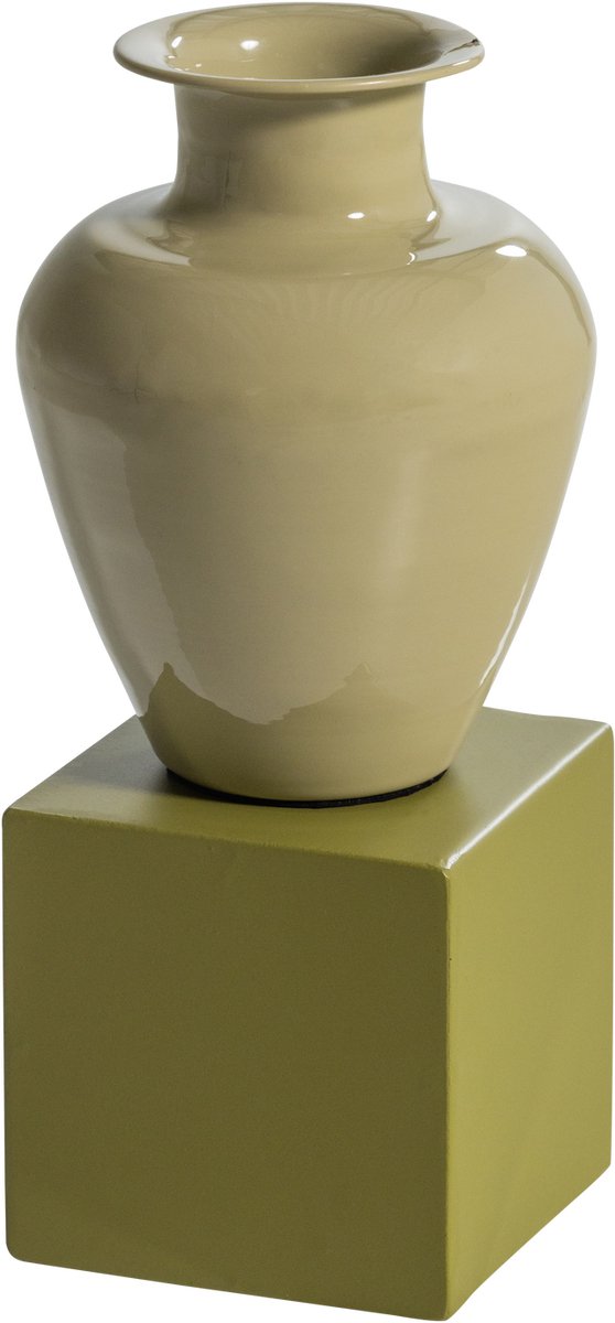 WOOOD Numo Wanddeco Set Vaas/Kubus - Metaal - Groen - 29x13x13