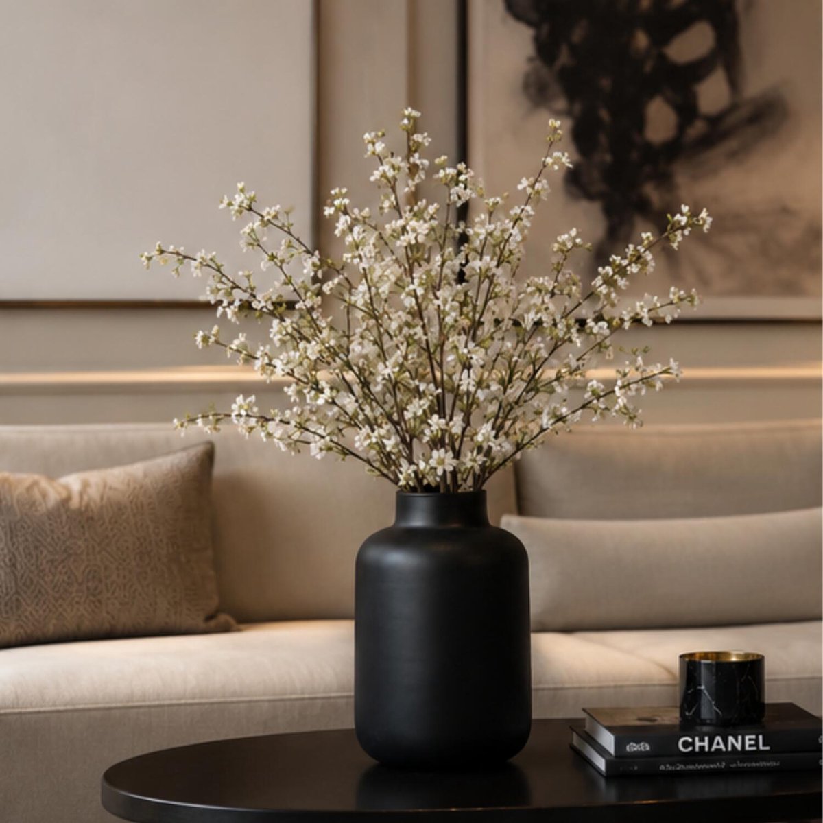 Bellatio Design bloemenvaas Santiago - zwart - mat glas - 20 x 30 cm - glazen vazen