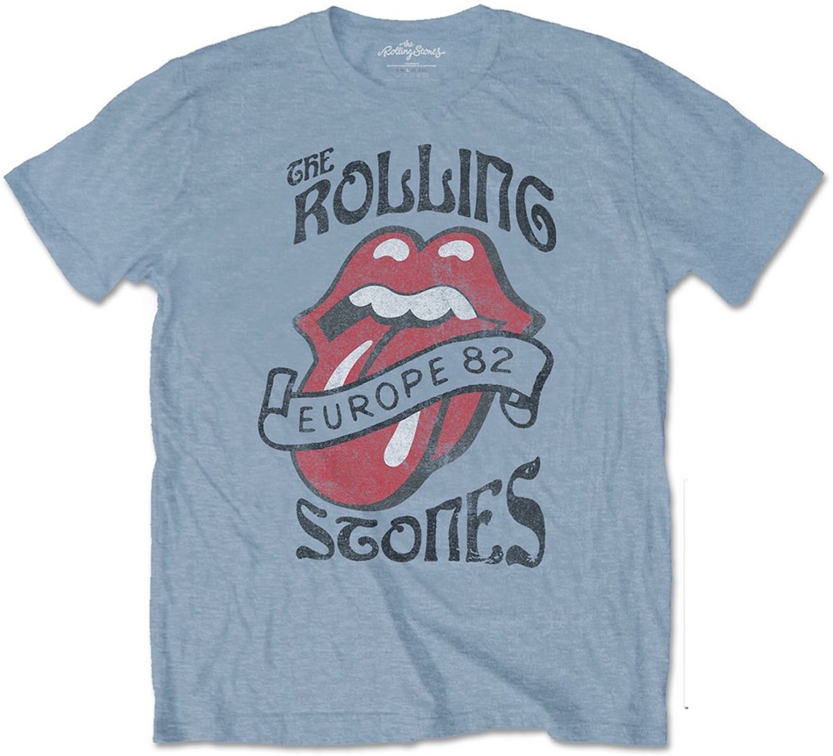 The Rolling Stones - Europe '82 Tour Heren Tshirt - 2XL - Blauw