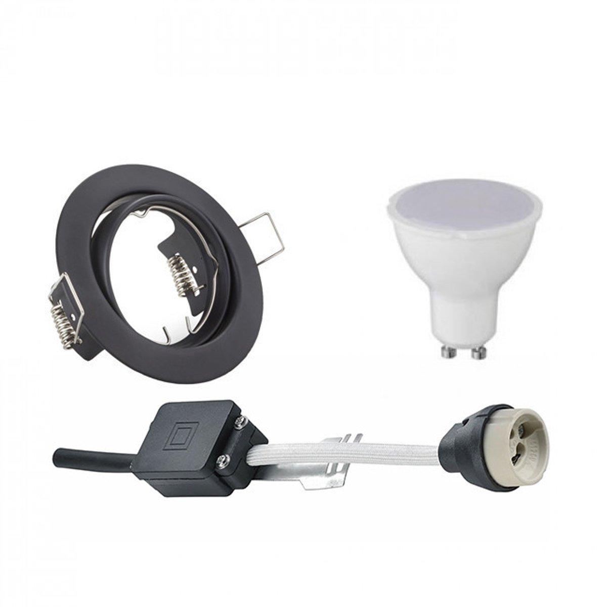 GU10 Inbouwspot Set - Mat Zwart - Inbouw Rond - Kantelbaar - Trion - 4W - Warm Wit 3000K - Ø83mm