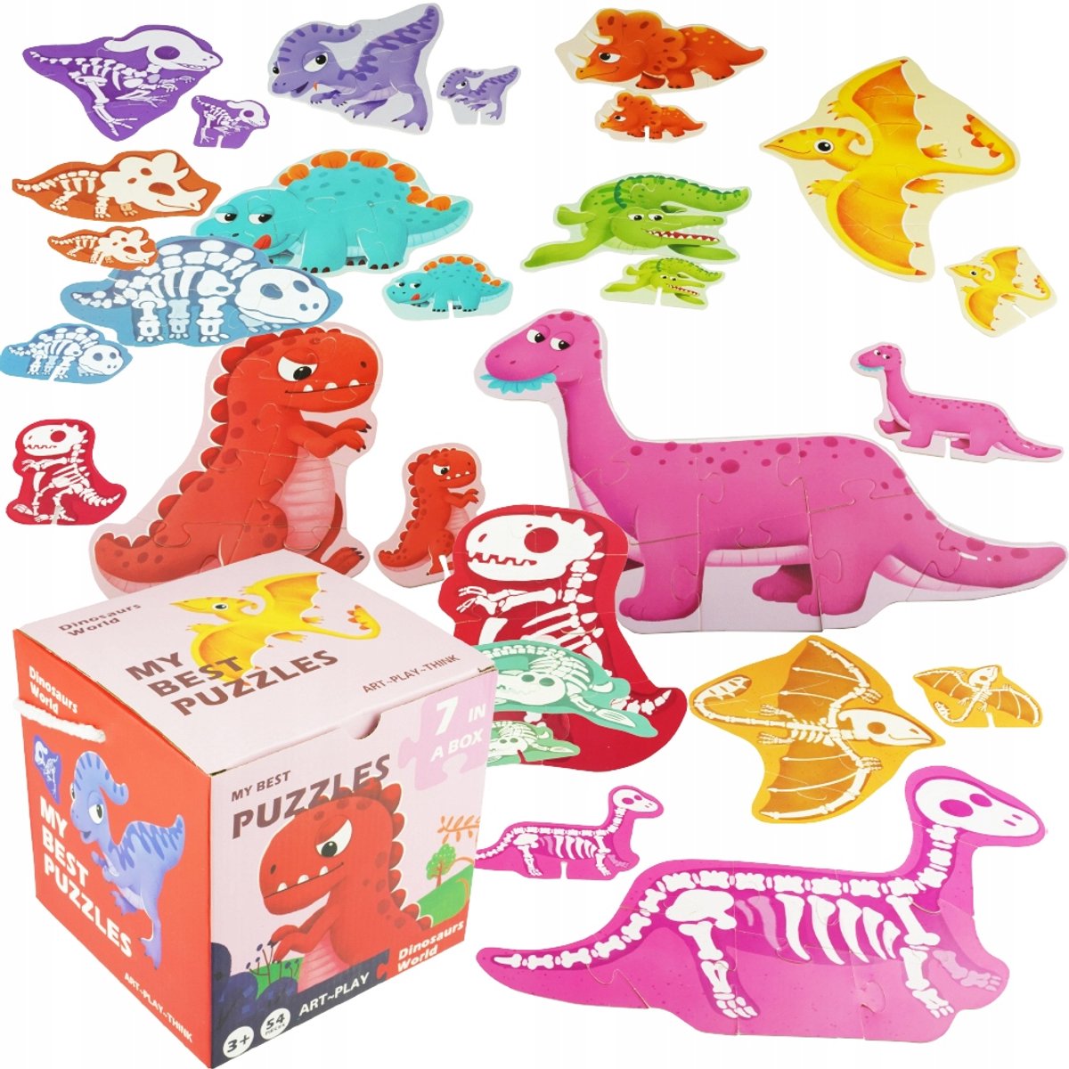 Dino Puzzel voor Kinderen - 7 Verschillende Dinosaurus Afbeeldingen
