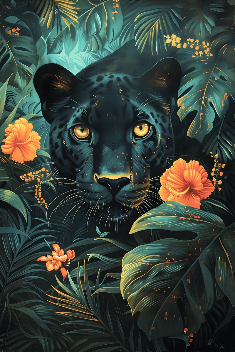 Panter Poster - Majestueuze - Dieren - Grote Kat - Kunst - Wilde - Bos - posters - formaat 30x40cm - Wanddecoratie - XS2812MT
