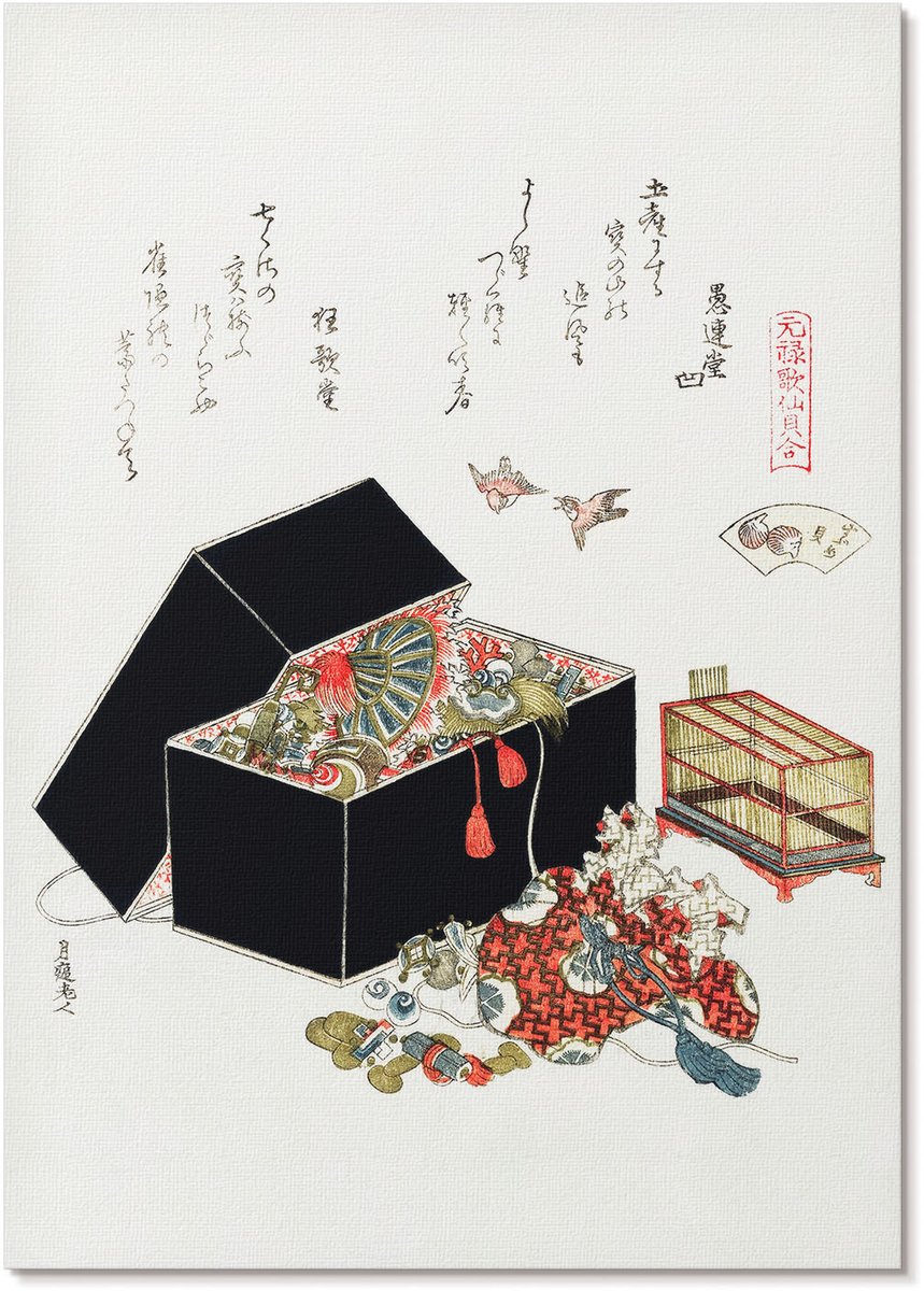 Tulup Polycanvas Poster - Sieradendoos, Illustratie - A4 - Zwart Wandposter - Rechthoek - Muurdecoratie - Woonkamer, Slaapkamer, Kantoor - Japanse