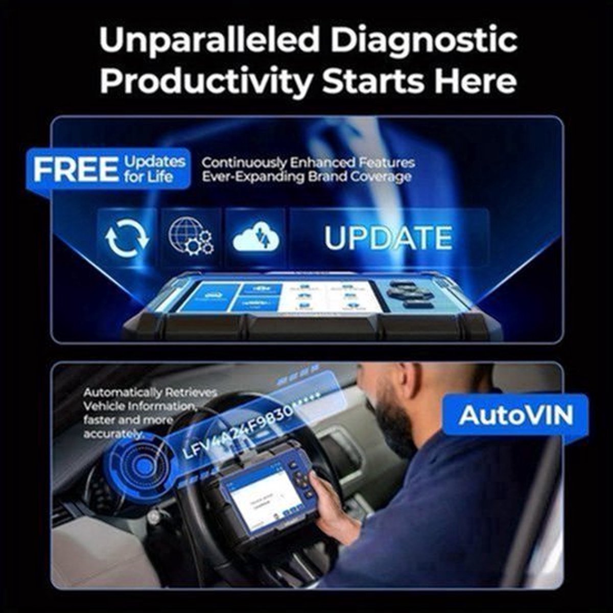 OBD2 Scanner – Auto Diagnosetool – Foutcode Uitlezer – ABS SRS Scanner – Transmissie Scanner – Live Data & Grafieken – Draadloze Wi-Fi Connectie