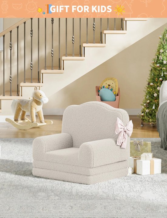 HiMISS Kinderstoel teddy - kinderleesstoel - Omvormbare peuterbank - Kinderfauteuil - Kindersofa - 58x45x50 cm - Kroon - Wasbaar - Groen van HiMISS — afbeelding 5