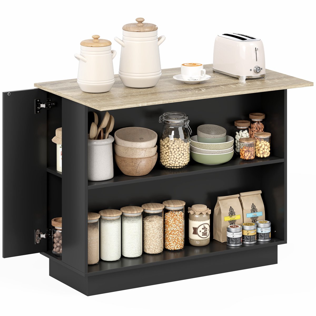 HOMCOM Keukeneiland Spaanplaat - 105x60x82cm - Zwart