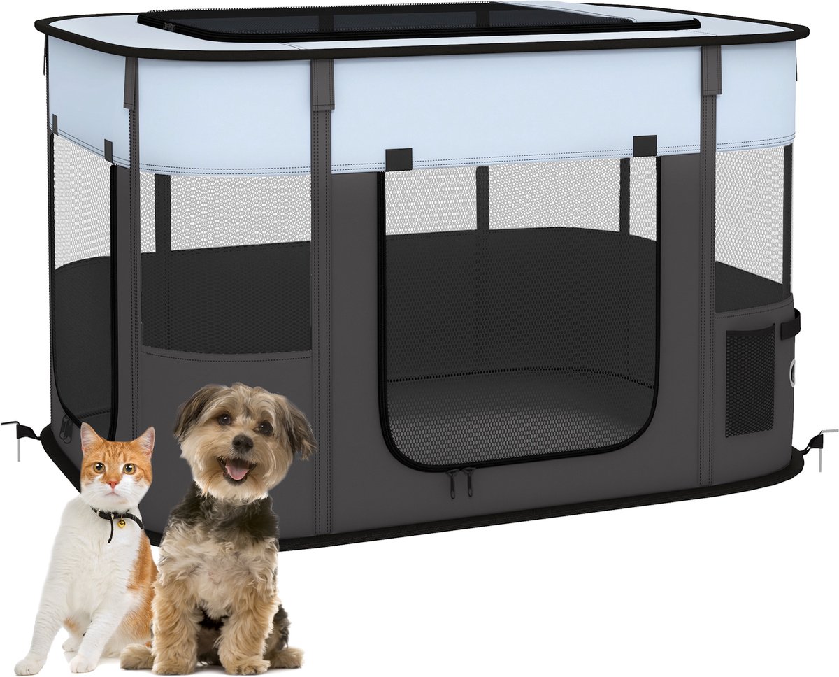 PawHut-Huisdierenren - Oxford-stof - 94x74x60cm - Grijs