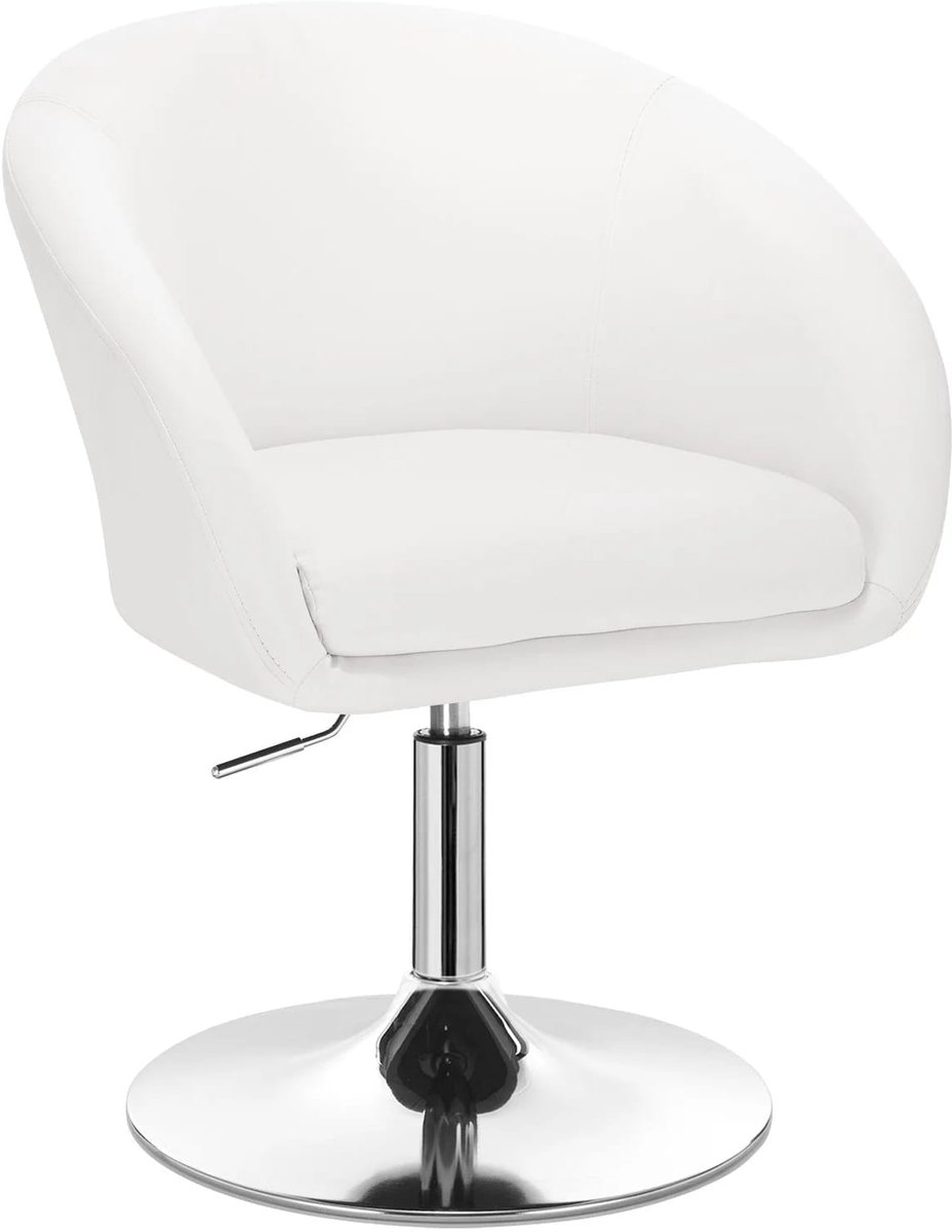 Klarven Barkruk met Rugleuning Leer wit - Barkrukken met Rugleuning - Bar Chair - Barkrukken , verstelbaar en draaibaar - Zithoogte 44 tot 57 cm
