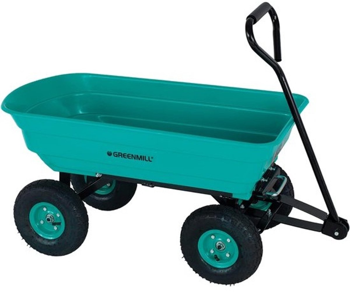 Tuinkar - Transportwagen Kiepwagen - Tuinwerkzaamheden - Kantelfunctie 120kg - 75 liter kuip - Groen