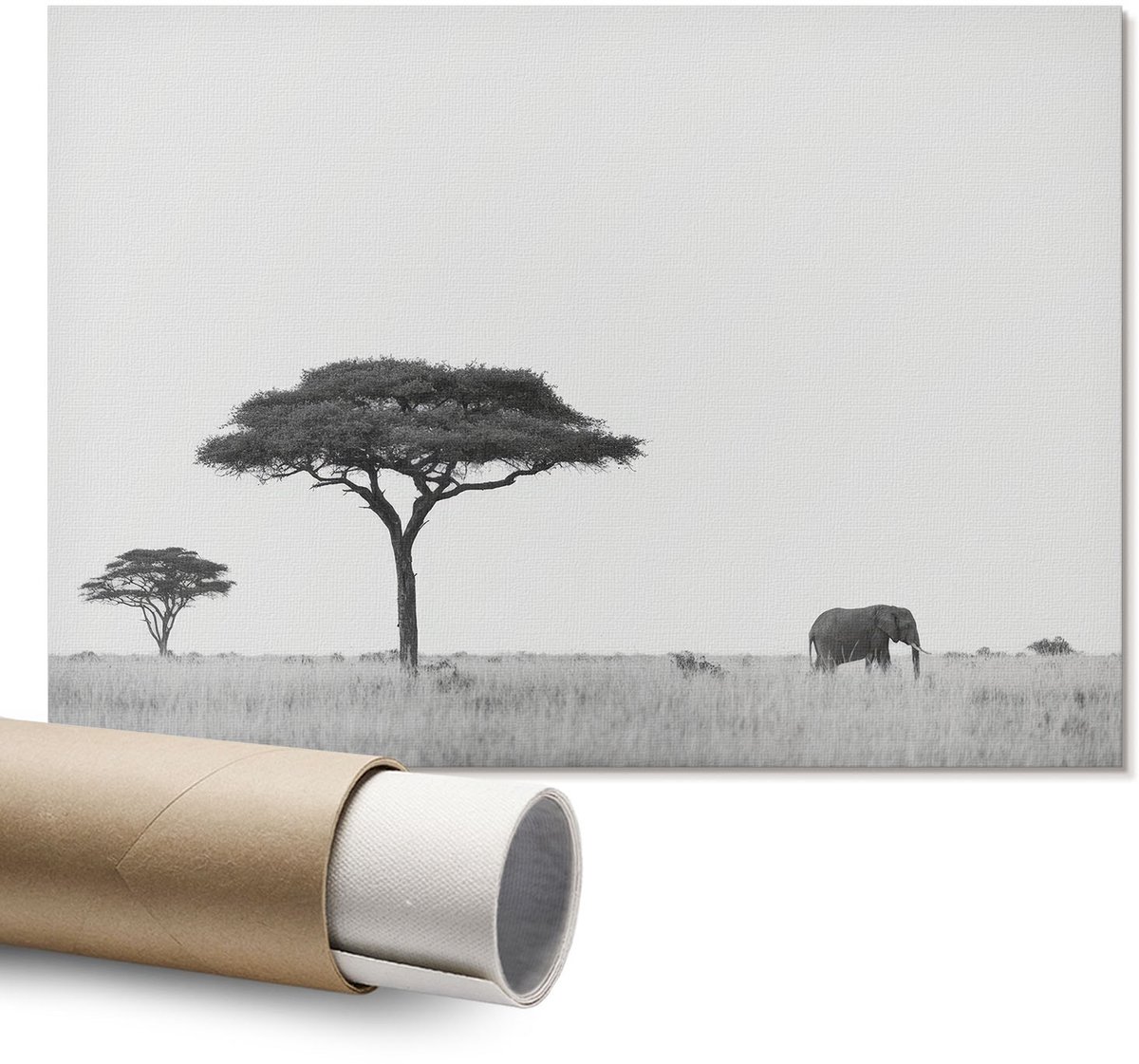 Coloray Polycanvas Wandposter – Afrikaanse Savanne, Grijs – A1 – Blauw Design – Rechthoek – Wandkunst – Woonkamer – Romantisch