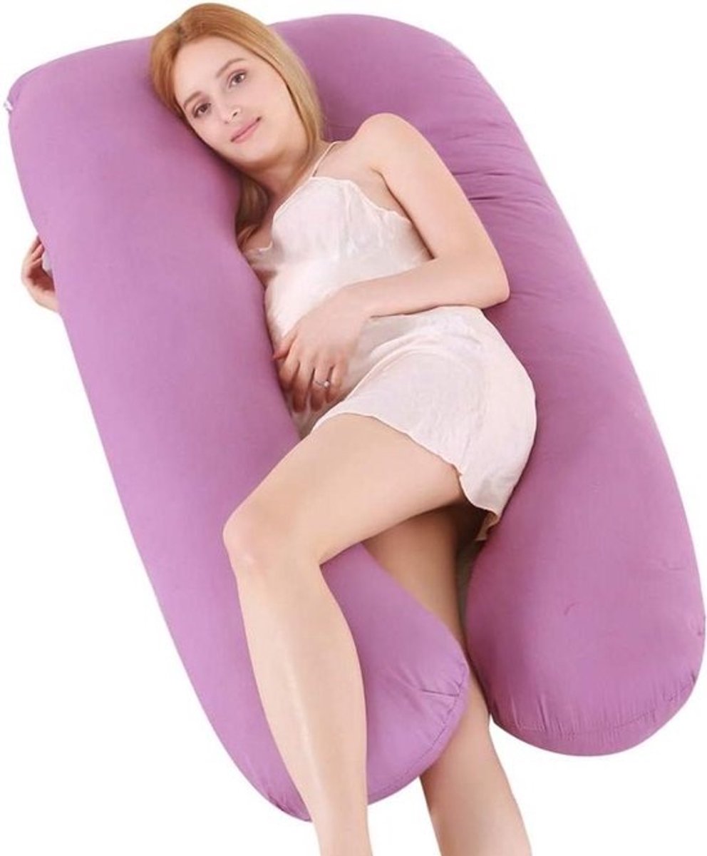 Zwangerschapskussen - Verpleegkussen Moederkussen - Comfortabel Slapen - U-vormige Contouren - 120x65cm - Paars