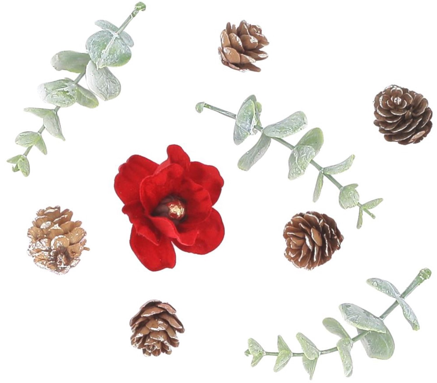 ARTYFETES - 9 Elegantie decoraties fluweel rood en groen van 2 tot 8,5 cm