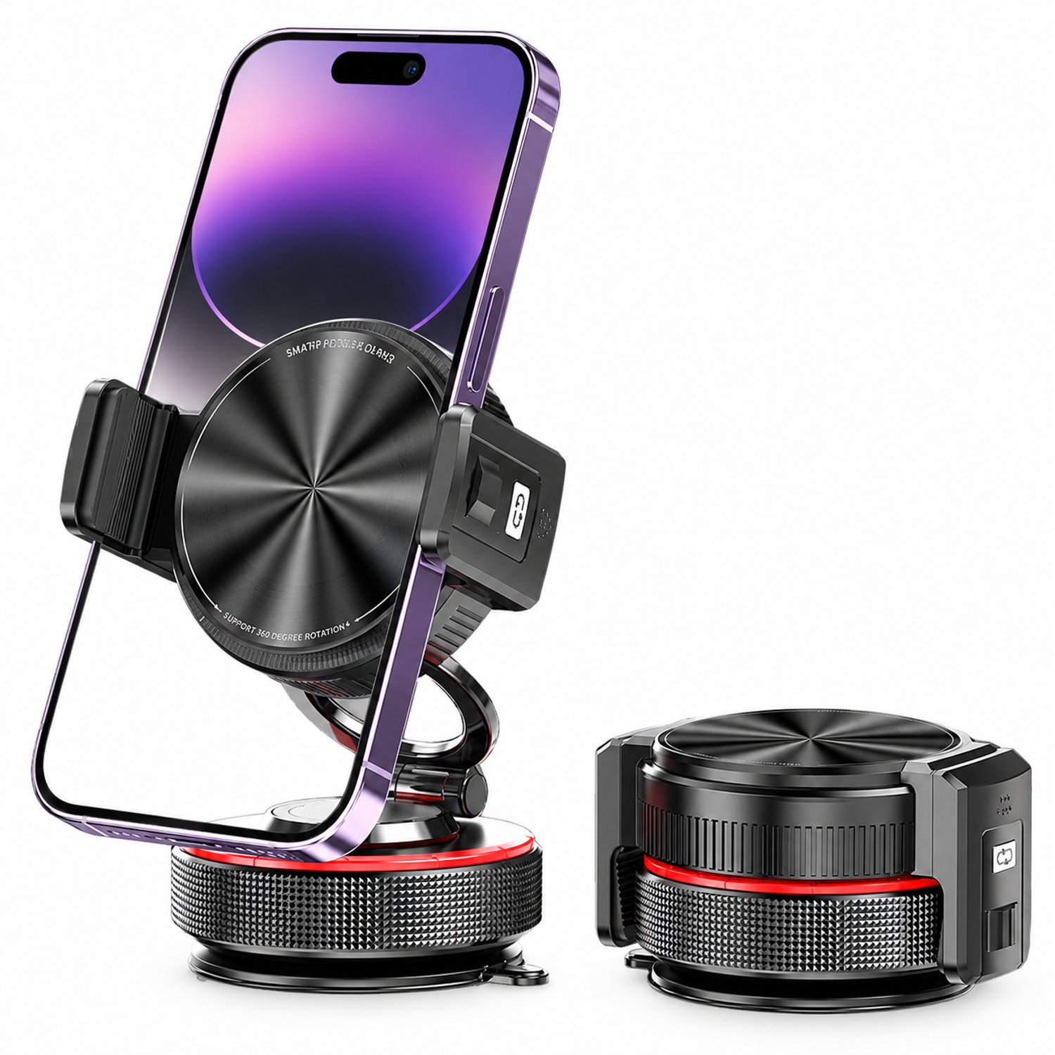 Telefoonhouders auto: 2-in-1 magnetische telefoonhouder met N52-magneet, vacuümbevestiging voor het dashboard en clipkop