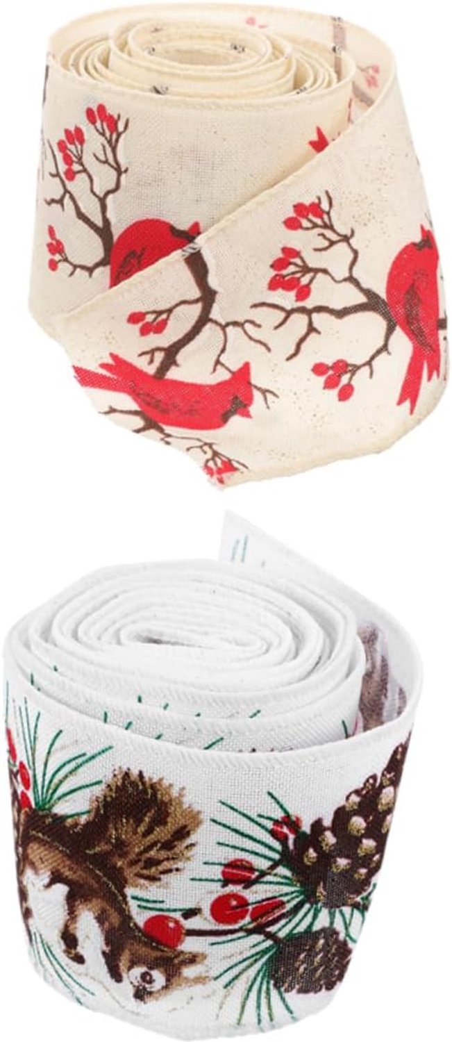 Set Van 2 Decoratieve Jute Linten Met Draadranden Voor Het Inpakken Van in De Kerstboom