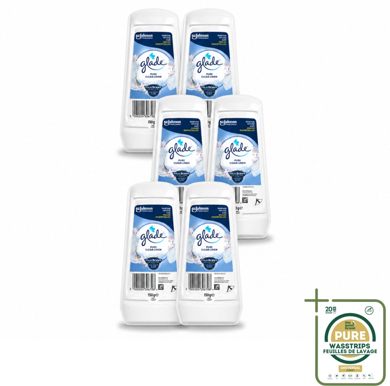 6 x Glade - Gel - Pure Clean Linen - 150 g - Luchtverfrisser Gel - Frisse Geur - Linnengeur - Geurverspreider - Geur In Huis