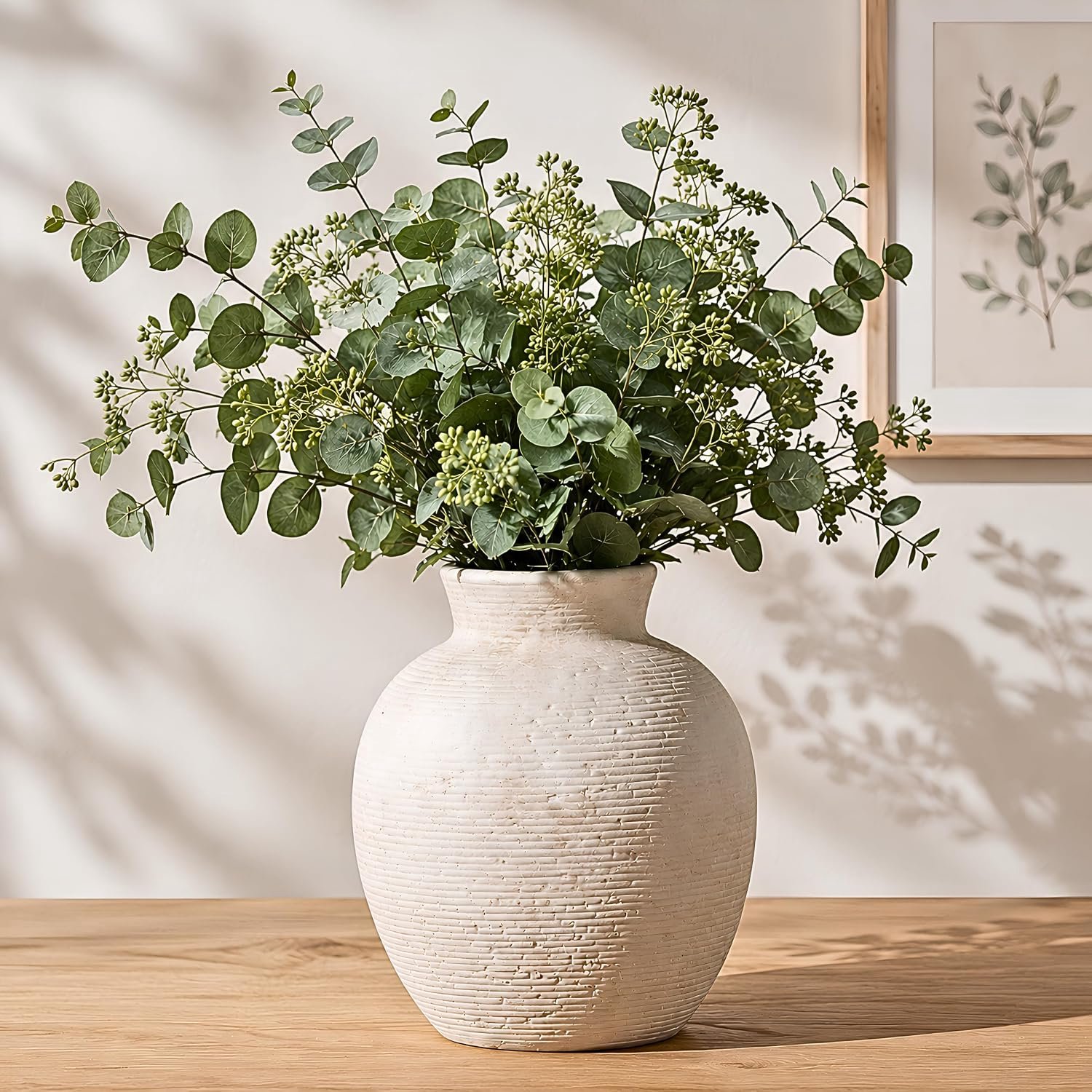 Winter Shore Vintage Keramische Vaas Beige, Boho Decoratie, 19 cm