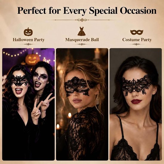 5 stuks Mardi Gras Venetiaanse maskers voor gemaskerd bal van kant voor dames en heren — afbeelding 2