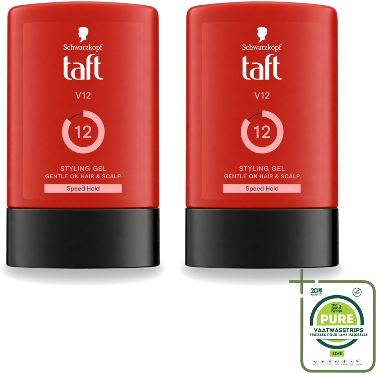 2 x Taft - V12 - Styling Gel - Supersnelle hold - 300 ml - Grootverpakking - Styling Gel - Snel Drogen - Hold 12/15 - Vegan Styling Gel - Alcoholvrij Styling Gel