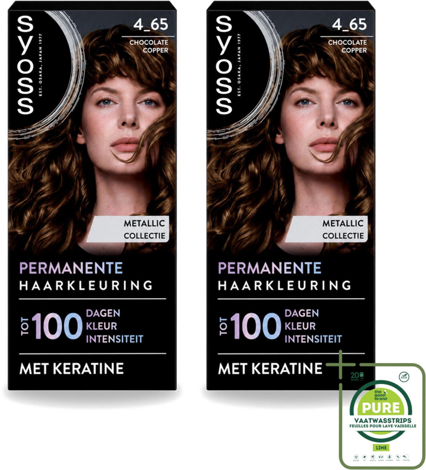 2 x SYOSS - Permanent Coloration 4-65 - Haarverf - Permanente Haarkleuring - Chocolate Copper - Grijsdekking - Grootverpakking - Vaatwasstrips - Haarkleur - Permanent Haarkleuren - Chocolade-koper - Keratine - Haarverzorging