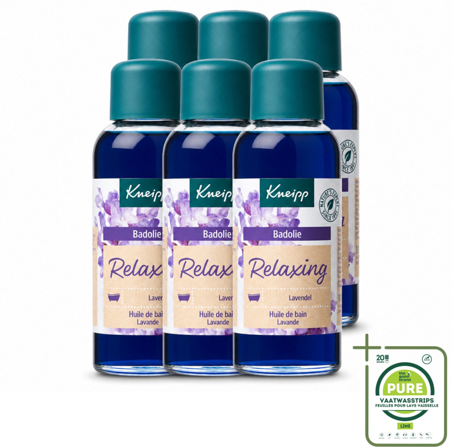 6 x Kneipp - Badolie - Lavendel - Ontspannende geur - 100 ml - Grootverpakking - Vaatwasstrips - Badolie Lavendel - Ontspanning - Rustgevende Geur - Huidverzorging - Natuurlijke Badolie