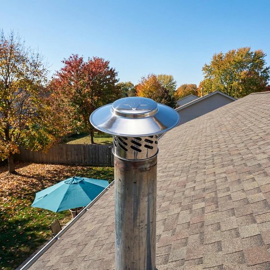 2 Stuks Ronde Roestvrijstalen Schouwkap met Anti-regen Vuurhaard Scherm Dakbedekking voor Rookafvoer Ventilatieroosters Geschikt voor Huisverwarming — afbeelding 5