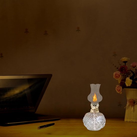 Vintage Glazen Petroleumlamp met Hittebestendige Kap Heldere Verlichting Duurzaam Metaal voor Camping Thuisgebruik Decoratie Geschikt voor Ronde Lonten — afbeelding 5