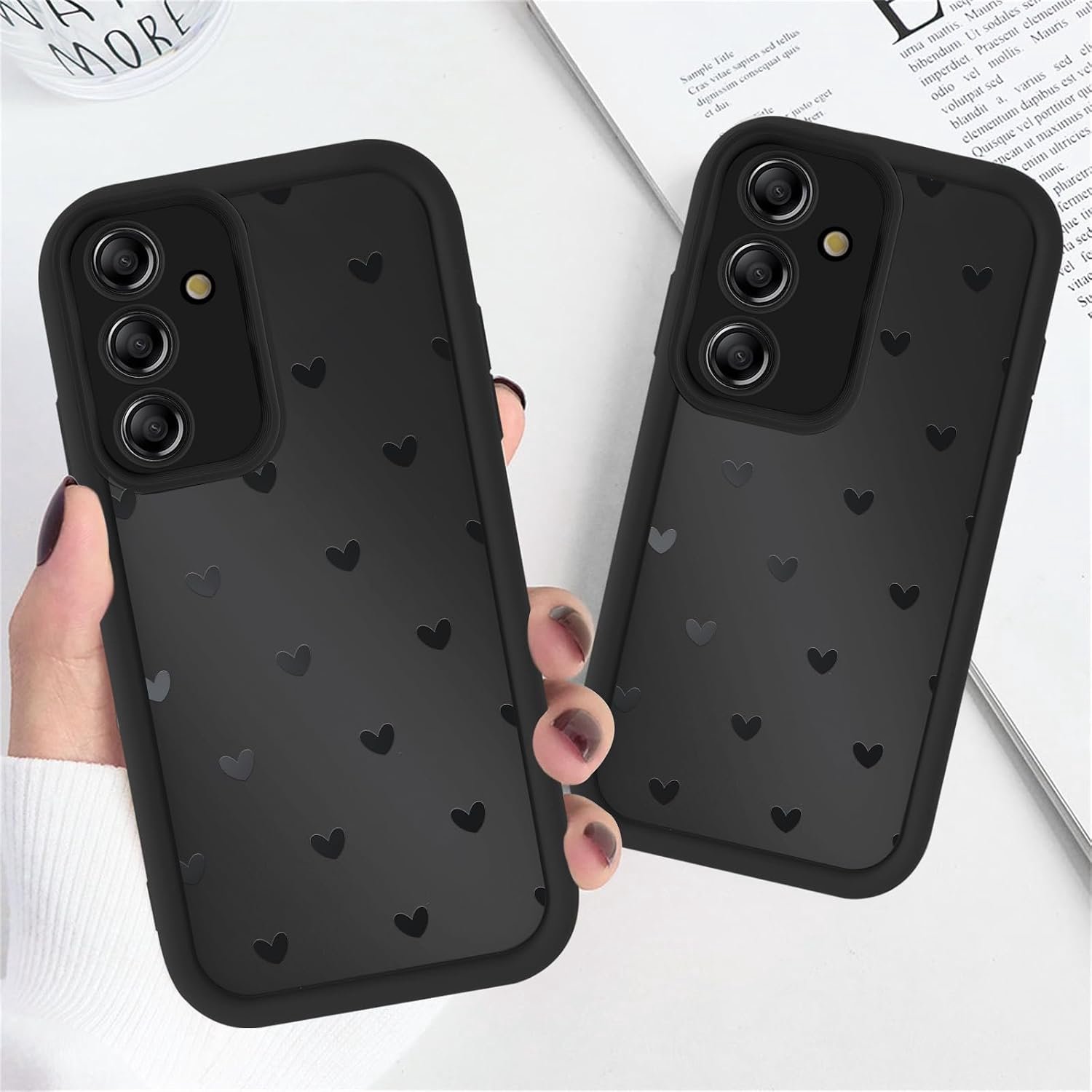 Aesthetic Beschermhoes voor Samsung Galaxy S25 5G, hartpatroon, meisjes, dames, ultradun, zachte TPU-siliconen, schokbestendig, krasbestendig, beschermhoes voor Samsung S25, zwart