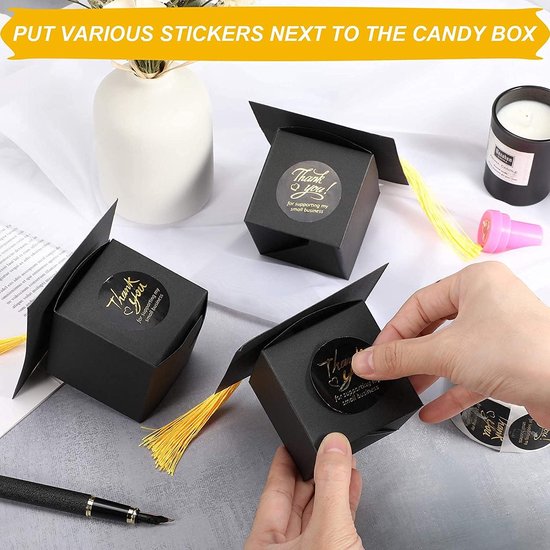 Decorations 50PCS Graduation Candy Box DIY Grad Cap Box for Graduation Gift Graduation Party Favors Decor — afbeelding 2