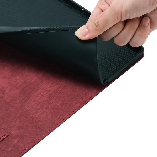 Reliëf Hoes voor Samsung Galaxy Tab A9+ 2023 11", Vlinder en Kat Thema Retro PU Lederen Tablet Hoes voor Tab A9+ A9 Plus SM-X210 SM-X215, Rood — afbeelding 3