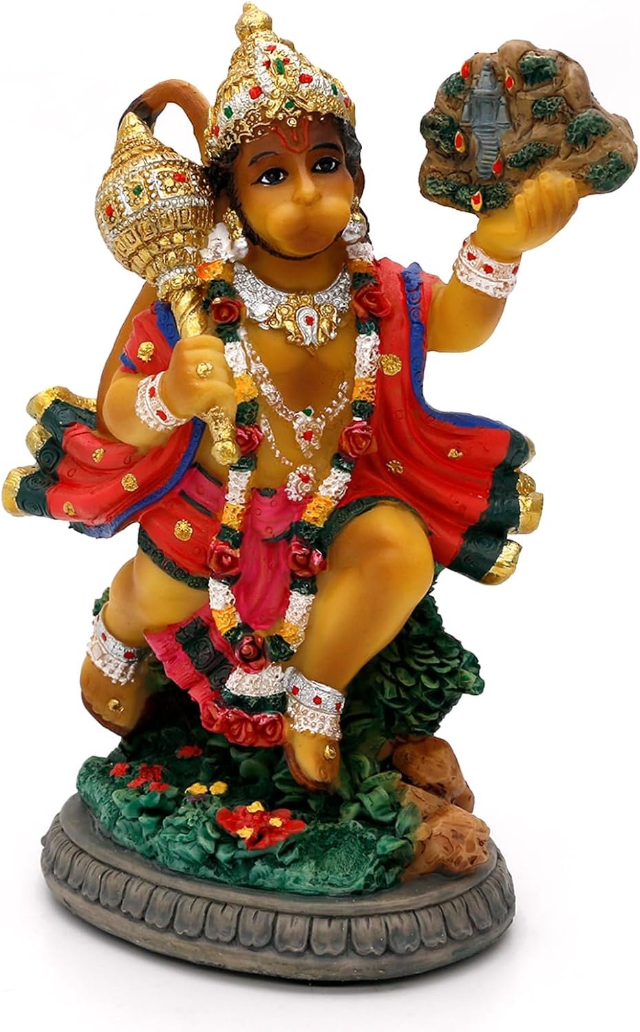alikiki Hindoe God Flying Hanuman Standbeeld - 13,5 cm H Lord Hanuman Perfect Indiaas cadeau voor Diwali, Navratri, Dussehra, sollicitatiegesprekken, bruiloft, babyshower retourgeschenken tempel