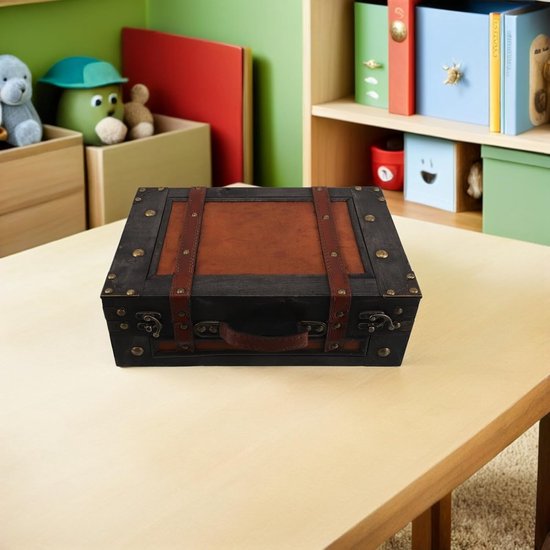 Vintage Kofferrekwisiet Antieke Reiskoffers Bagage Koffers Rekwisieten Vintage Piratenkist Antieke Decoratieve Opbergkisten Houten Reiskoffers Bruin — afbeelding 2