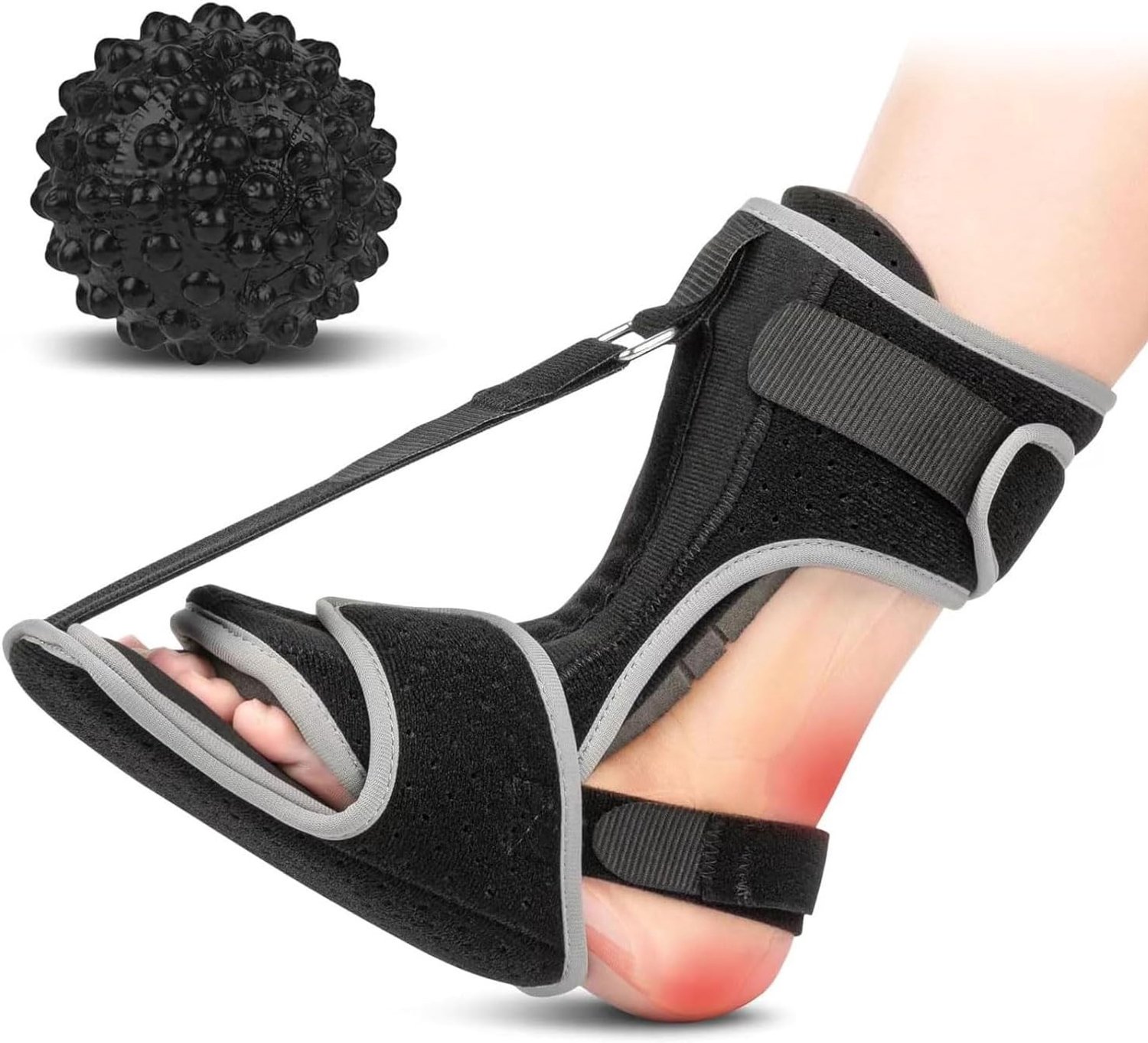 Nachtspalk voor Plantarfasciitis, Voetbandage met Massagebal voor Hielspoor en Ondersteuning van de Voetboog