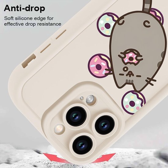 2 stuks beschermhoesjes voor Apple iPhone 16 6,1 inch, cartoon Pusheen kat, schattig kattenpatroon, meisjes, dames, siliconen, schokbestendig, TPU-beschermhoes, bumper, beschermhoes, wit — afbeelding 3
