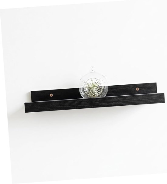 2 Stuks Zwarte Houten Drijvende Wandplanken met Lip Veilige Opslag Display voor Fotolijsten Boeken Planten Geschikt voor Woonkamer Slaapkamer Keuken — afbeelding 5