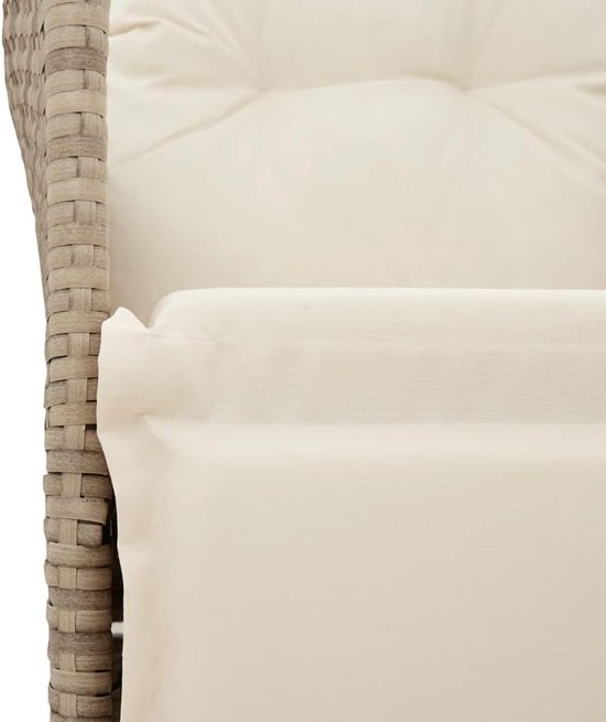 Poly rattan verstelbare rugleuning tuin balkon 3 delig beige crème — afbeelding 5