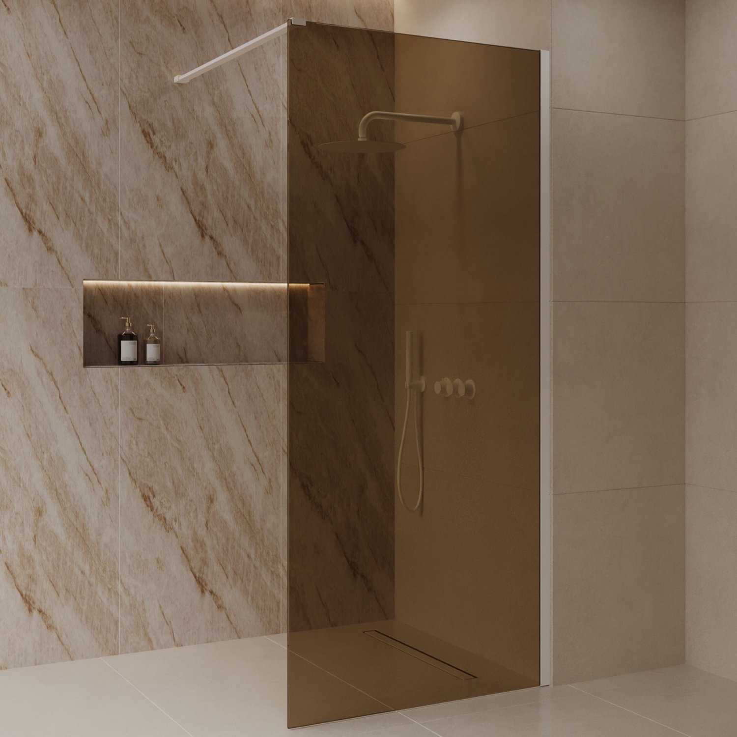 Sanitado Dalis Inloopdouche Sepia Glas Mat Wit Profielen 80x200 cm