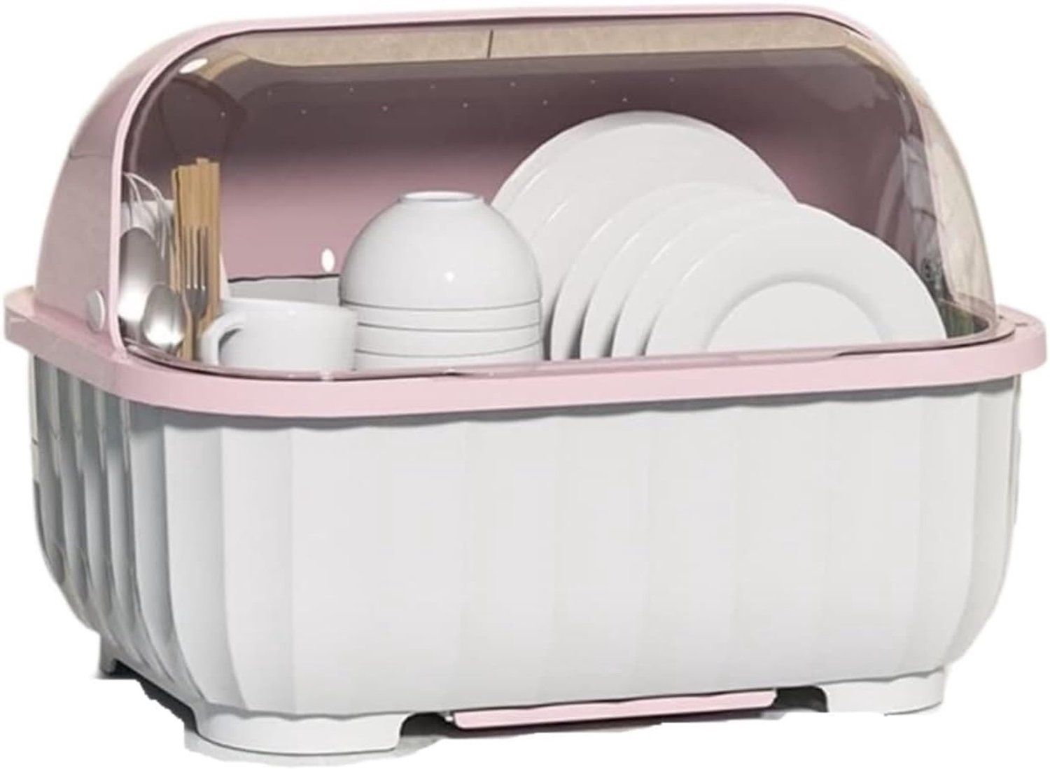 Schotelrek Afdruiprek Keukenafwasrek Keukenkommen En Borden Opbergrek Afdruiprek Geladen Servies Opbergdoos Met Deksel Afdruiprekken Bestekmandje Schoteldroogrek (Color : Roze, Size : 39 * 29 * 30CM)