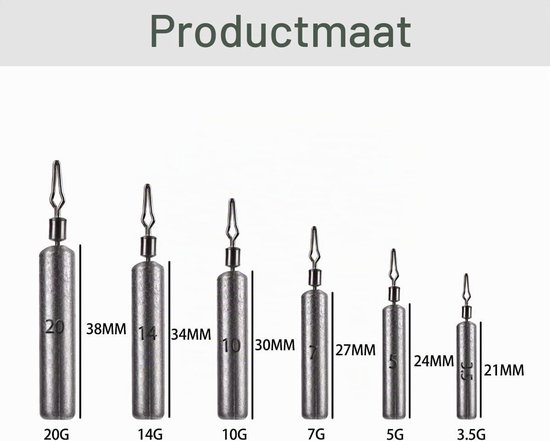 Visgewichten Set voor Drop Shot Vissen - 35 Stuks, Lood Sinker van 3,5 tot 20 g, Perfect voor Vissers en Accessoires — afbeelding 5