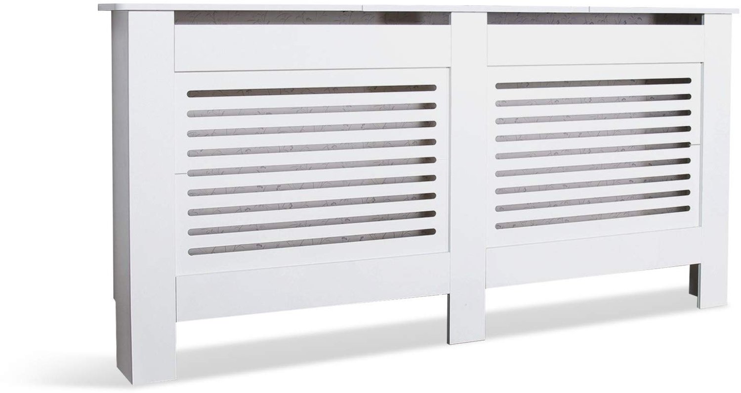 Mondeer Radiator Cover, Kabinet MDF Horizontale Moderne Witte Decoratieve voor Woonkamer Slaapkamer XL (172cm) - ShopVlot