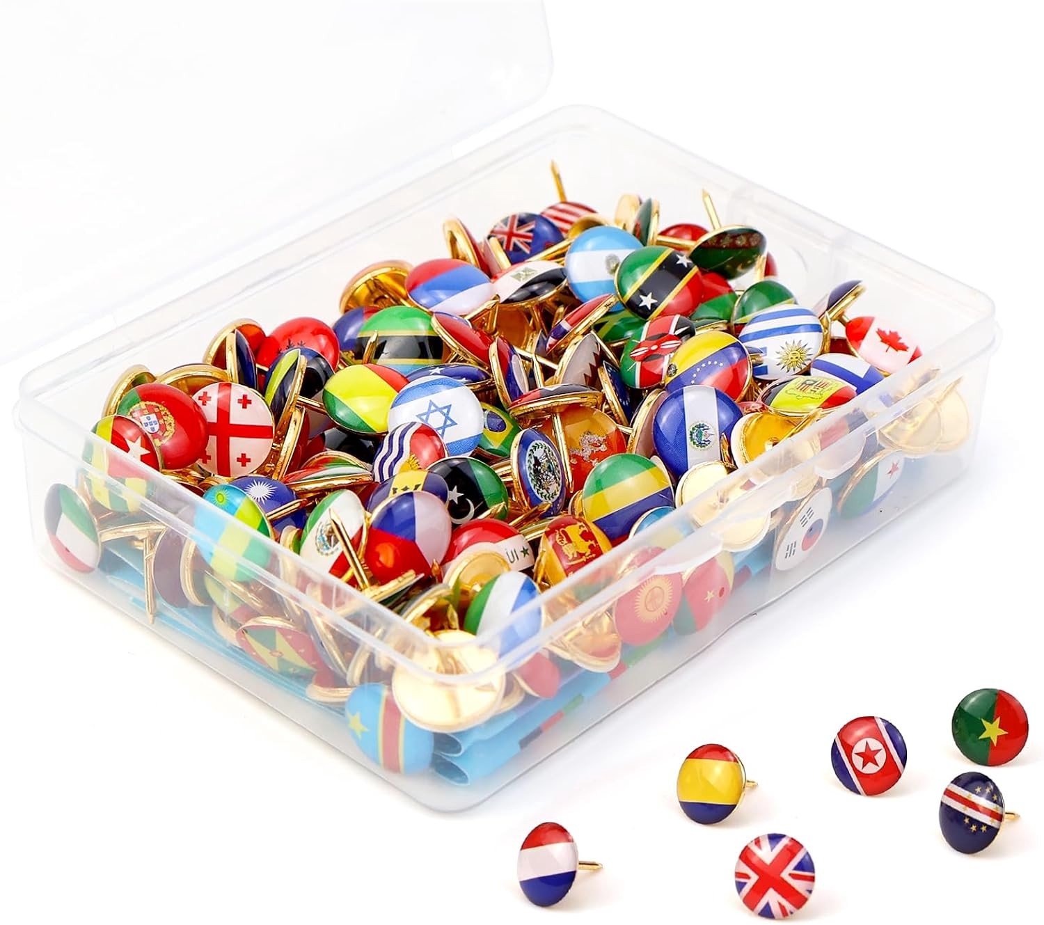 Decoratieve Wereldkaart Prikkers - 200 Stuks Nationale Vlaggen Spelden voor Reis- en Kantoorgebruik
