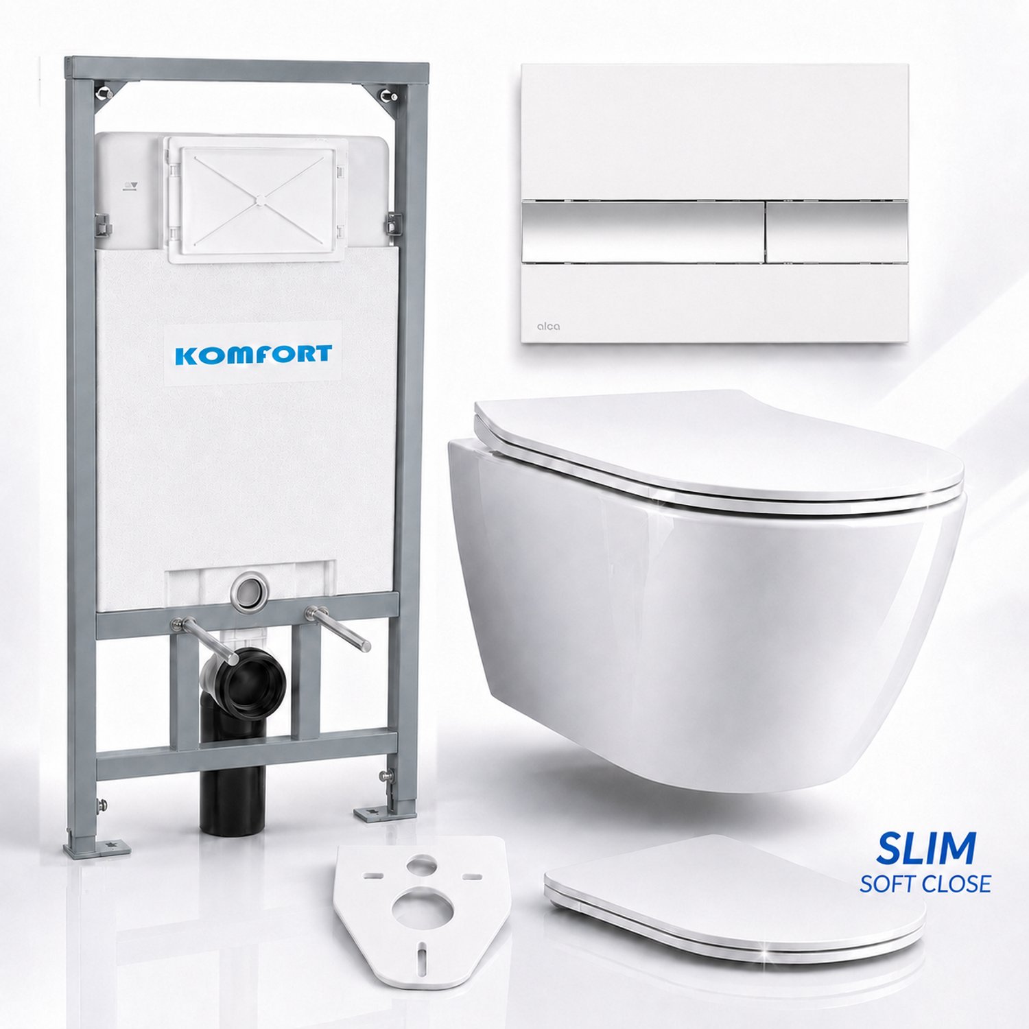 Badland toiletset - Alcaplast KOMFORT C201 1,2 m - ROLO wit - M1720-1 wit/chroom