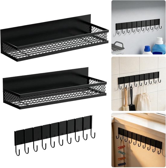 3 Stuks Delige Magnetische Wasmachine Organizer met Zware Metalen Manden Handdoekhaken Universele Wasruimte Opbergrek zonder Boren voor Wasmachines Keukens Koelkasten — afbeelding 5