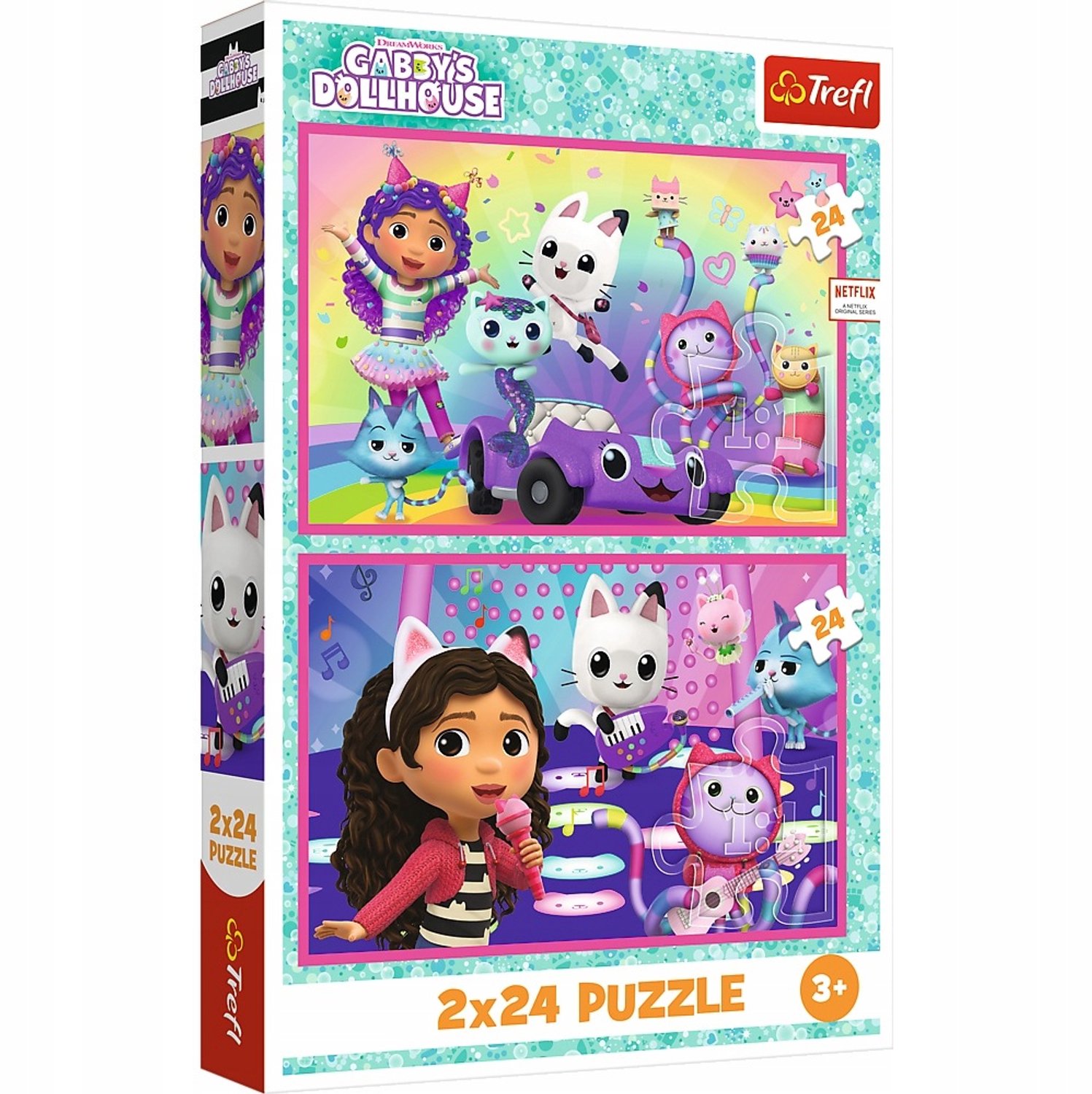 Merkloos Kindertafelspel: 2x24 Stukjes - Gabby's Poppenhuis Avontuur