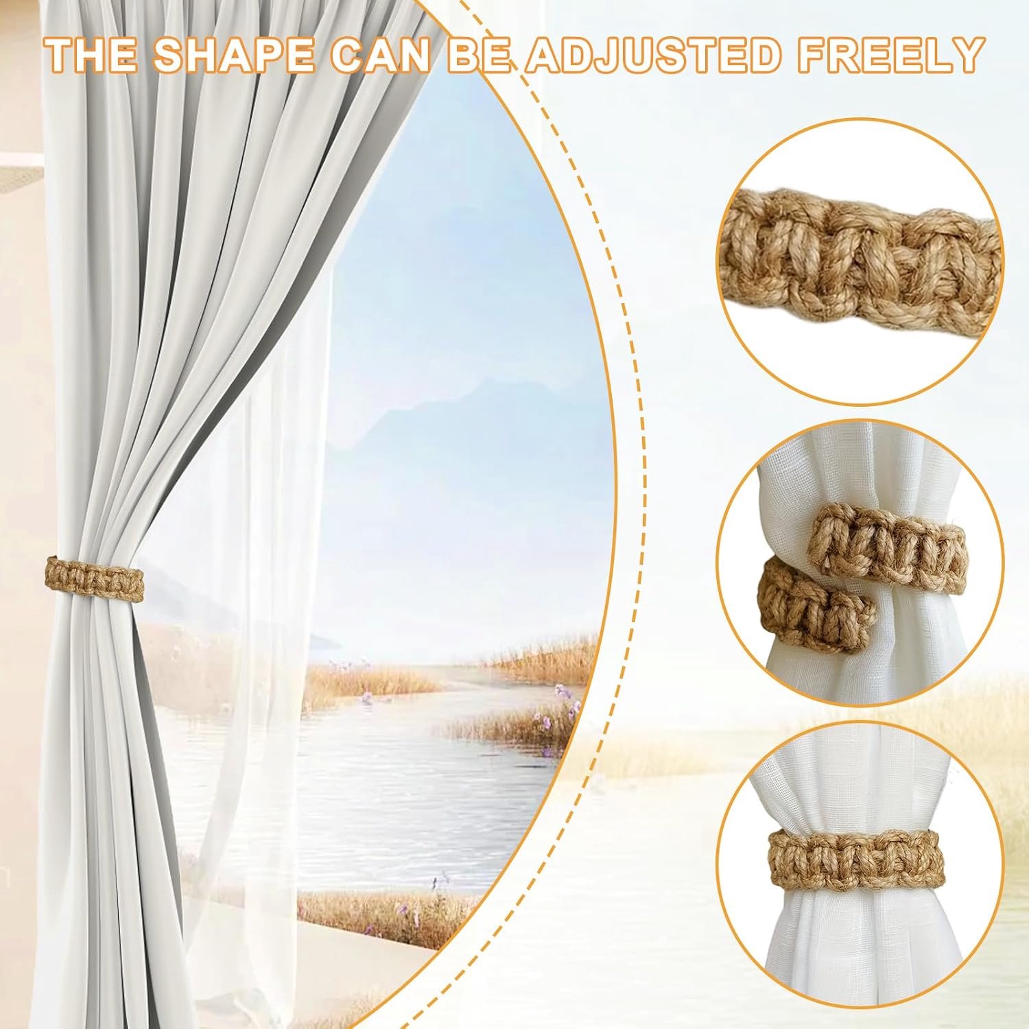 Curtain raffen 24cm - katoen-linnen - Scandinavische stijl - ideaal voor het samenbinden van gordijnen - ShopVlot