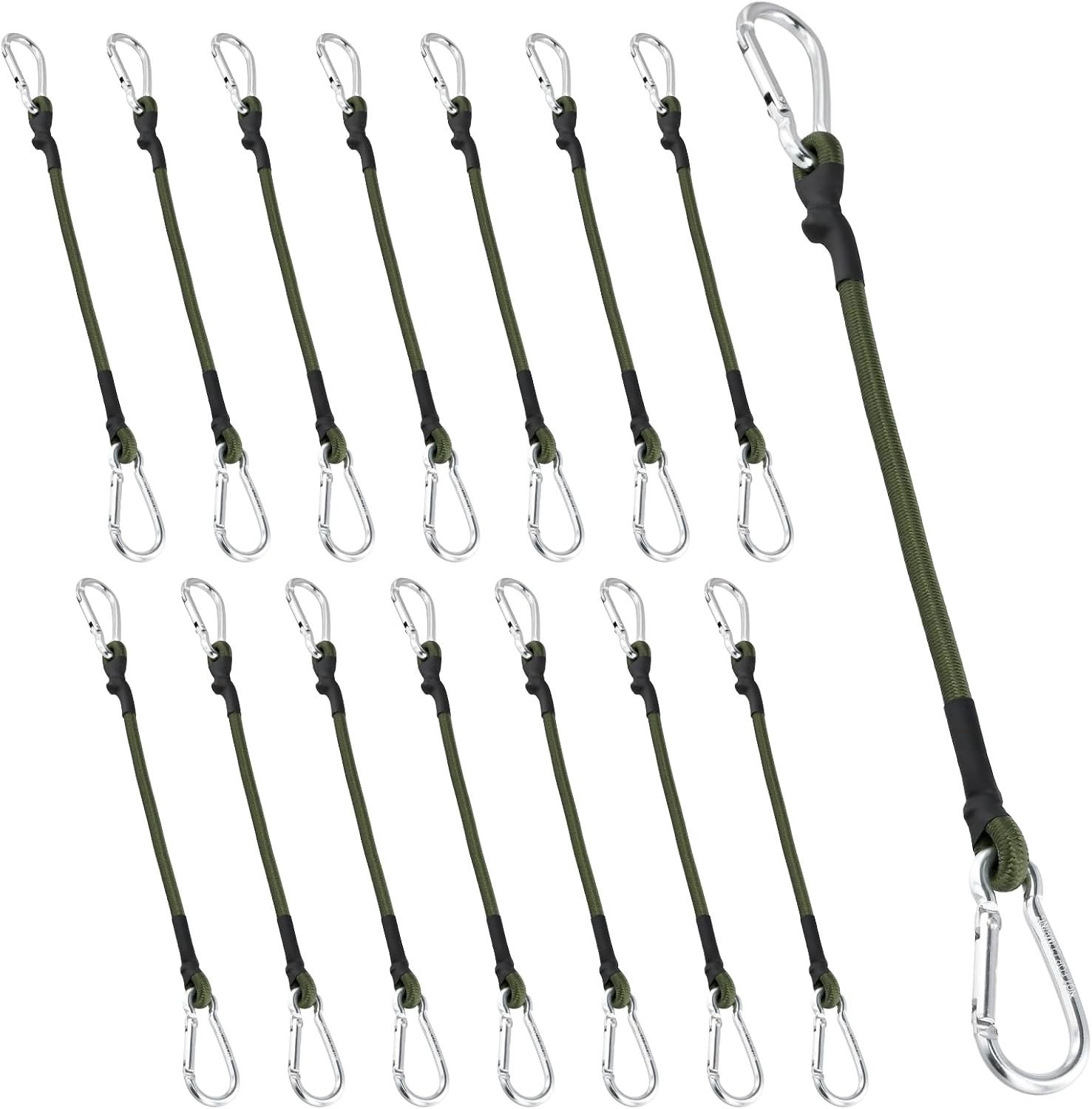15 Stuks Bungee Koorden met Haken, 30 cm Sterke Elastische Touwen voor Bagage, Kamperen en Tenten