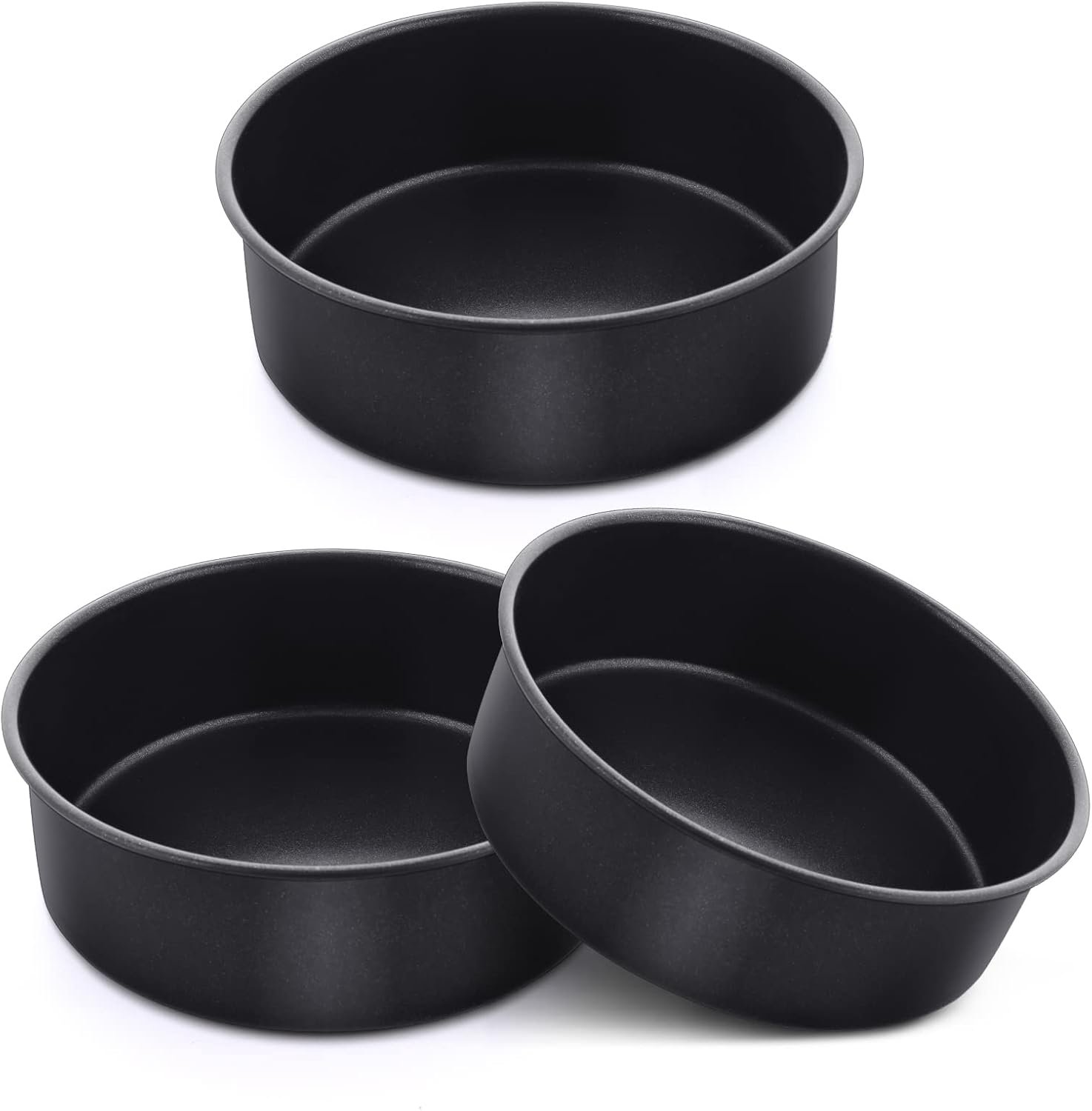 E-far 15,5 cm taartvorm set van 3, anti-aanbaklaag roestvrij staal kleine ronde taartpannen blik voor het bakken van laagtaarten, roestvrijstalen kern en niet-giftige coating, rechte kant en 5,5 cm
