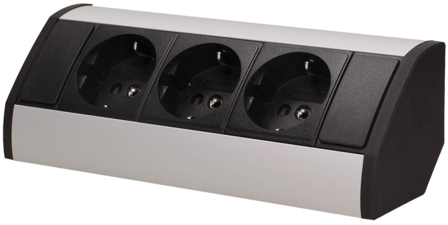 Hoekstopcontact 3-voudig | Opbouw Keuken & Bureau | 3680W IP20