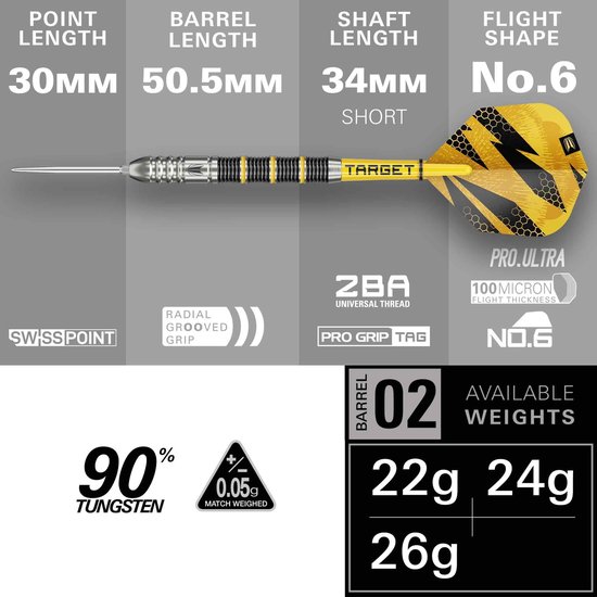 Target Buzz 02 Swiss Point 90% - Dartpijlen van Target — afbeelding 2