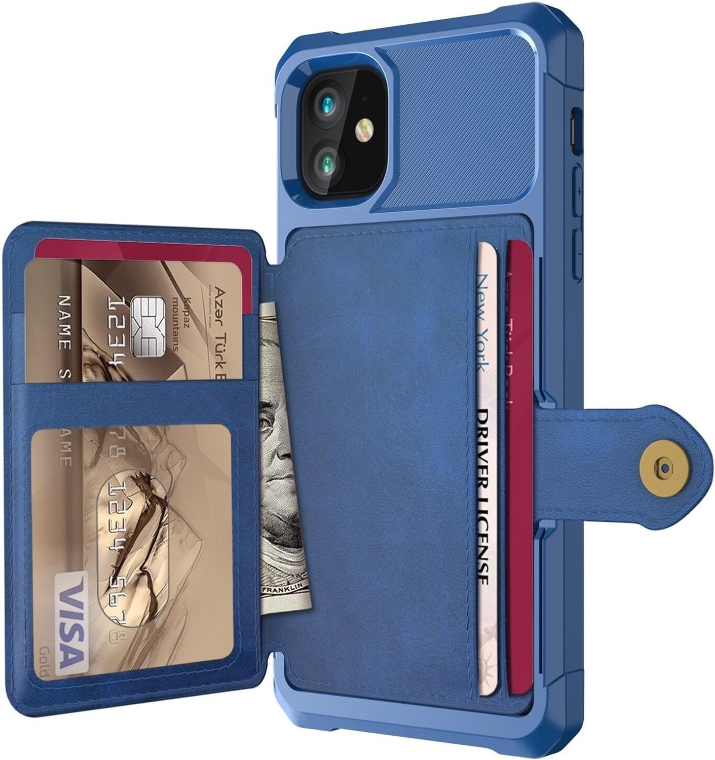 Portemonnee Hoesje Geschikt voor Apple iPhone 11 - Back Cover met Pasjeshouder - Telefoonhoesje voor Pinpas - Kaarthouder op Achterkant - Case met Magneet Blauw